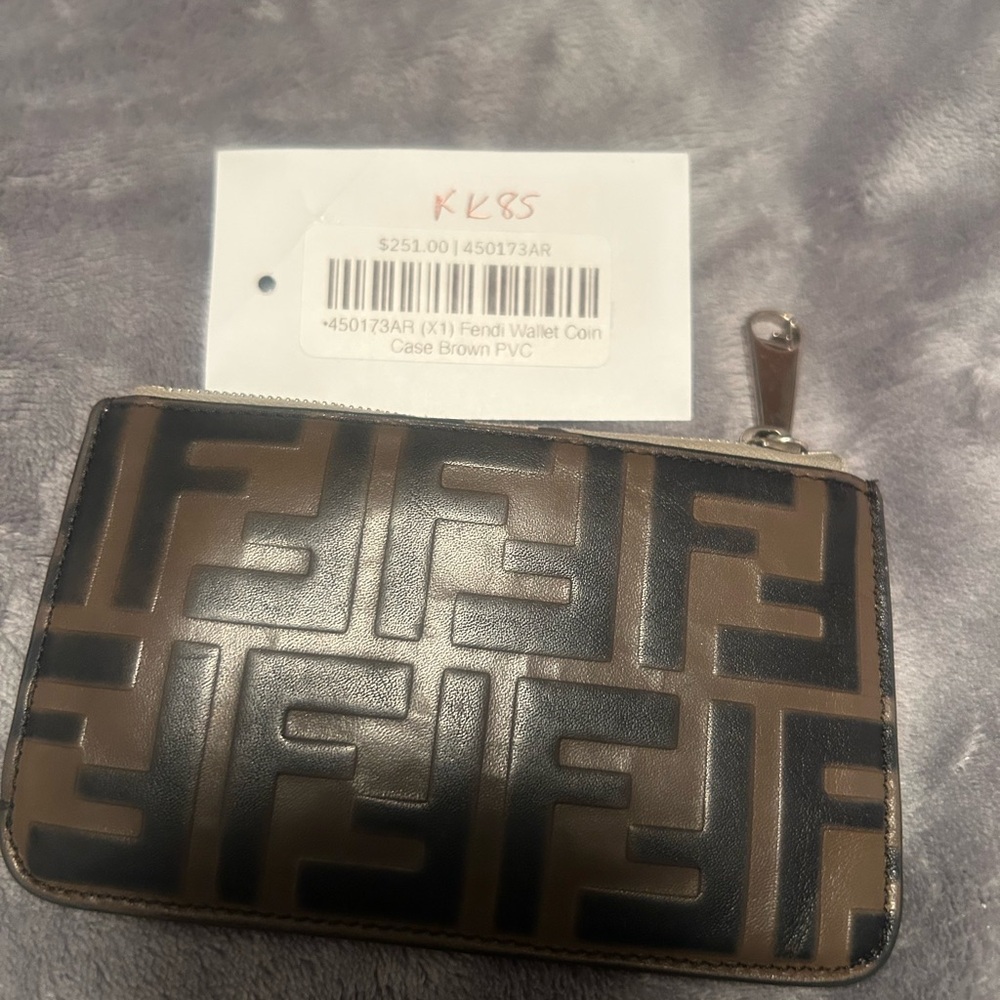 Authentic FENDI Leather Printed Coin Pouch and Key Holder